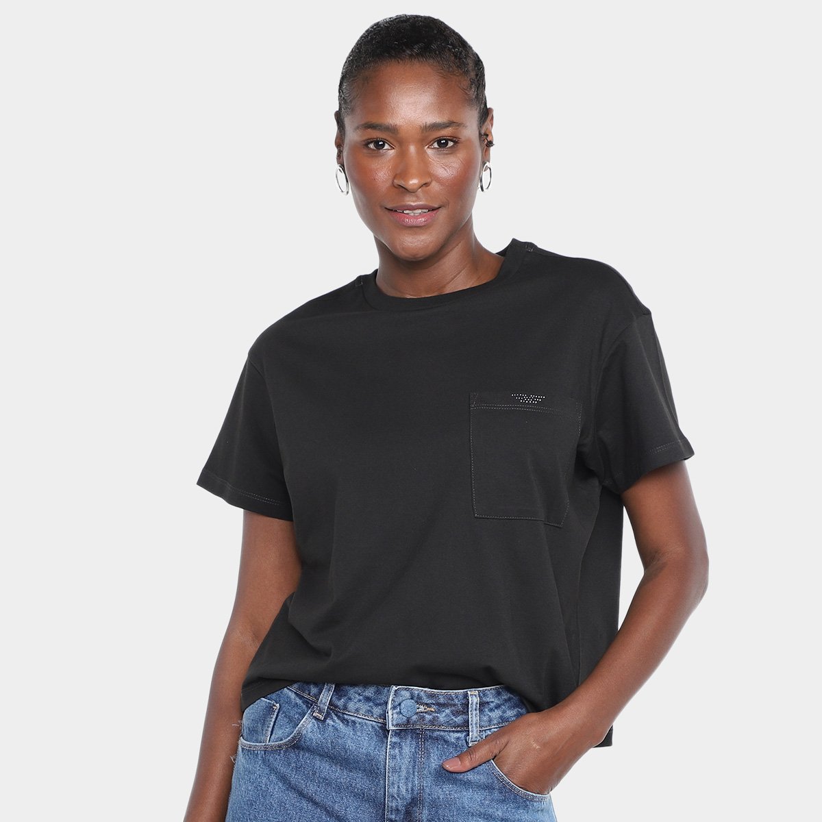 Camiseta Cropped Ellus Pocket Hotfix Feminina
