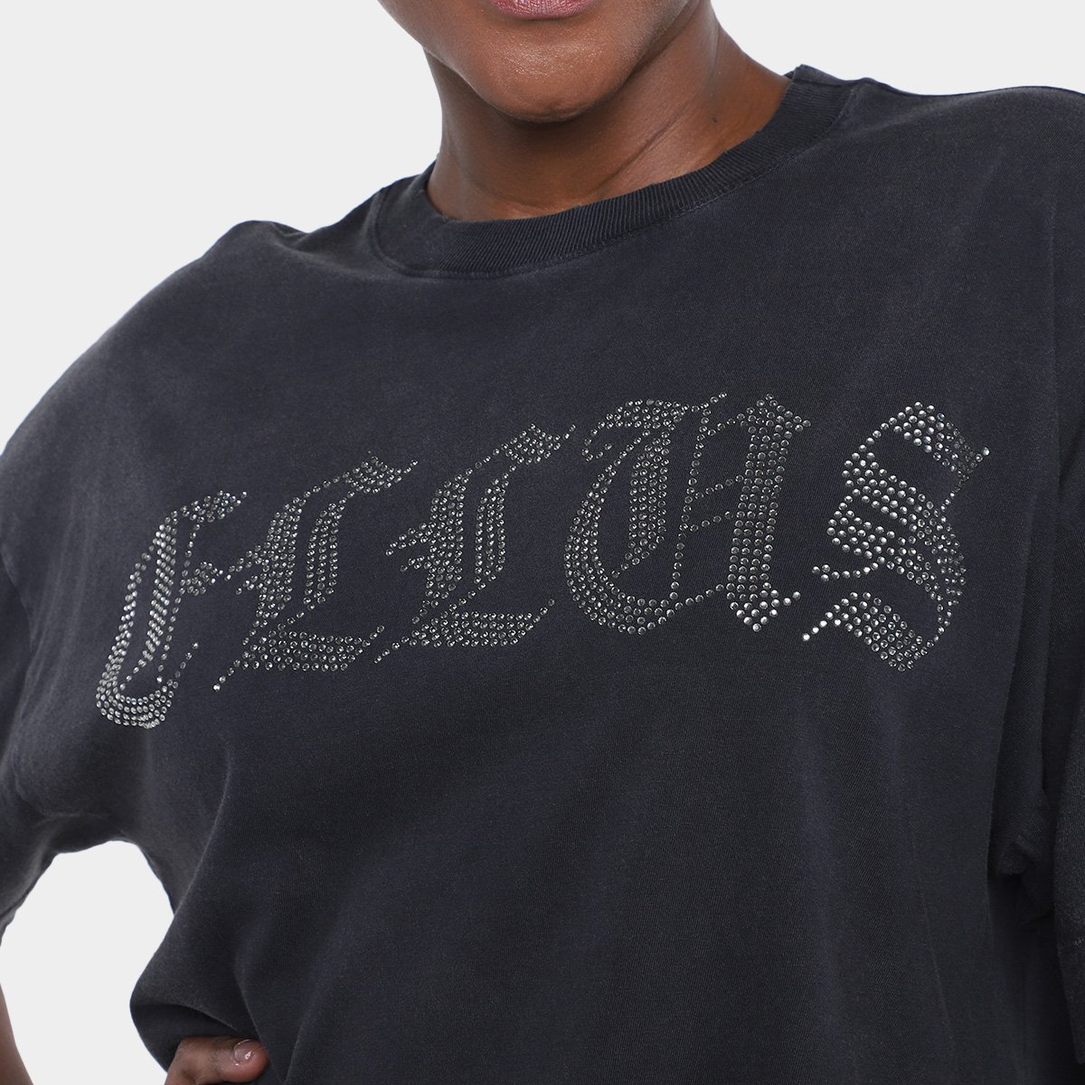 Camiseta Ellus Oversized Gothic Hotfix Feminina - Tam: G - 2