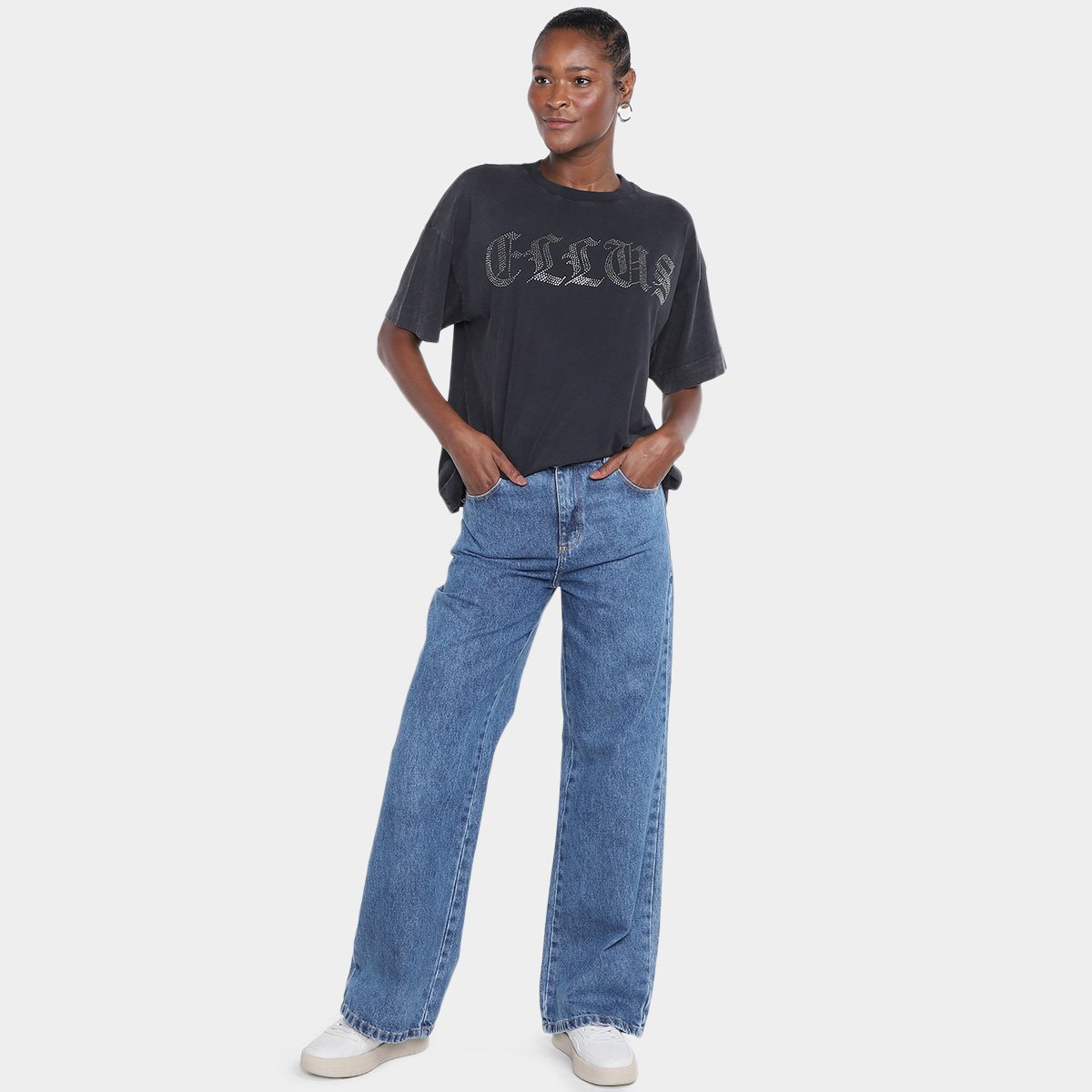 Camiseta Ellus Oversized Gothic Hotfix Feminina - Tam: G - 3
