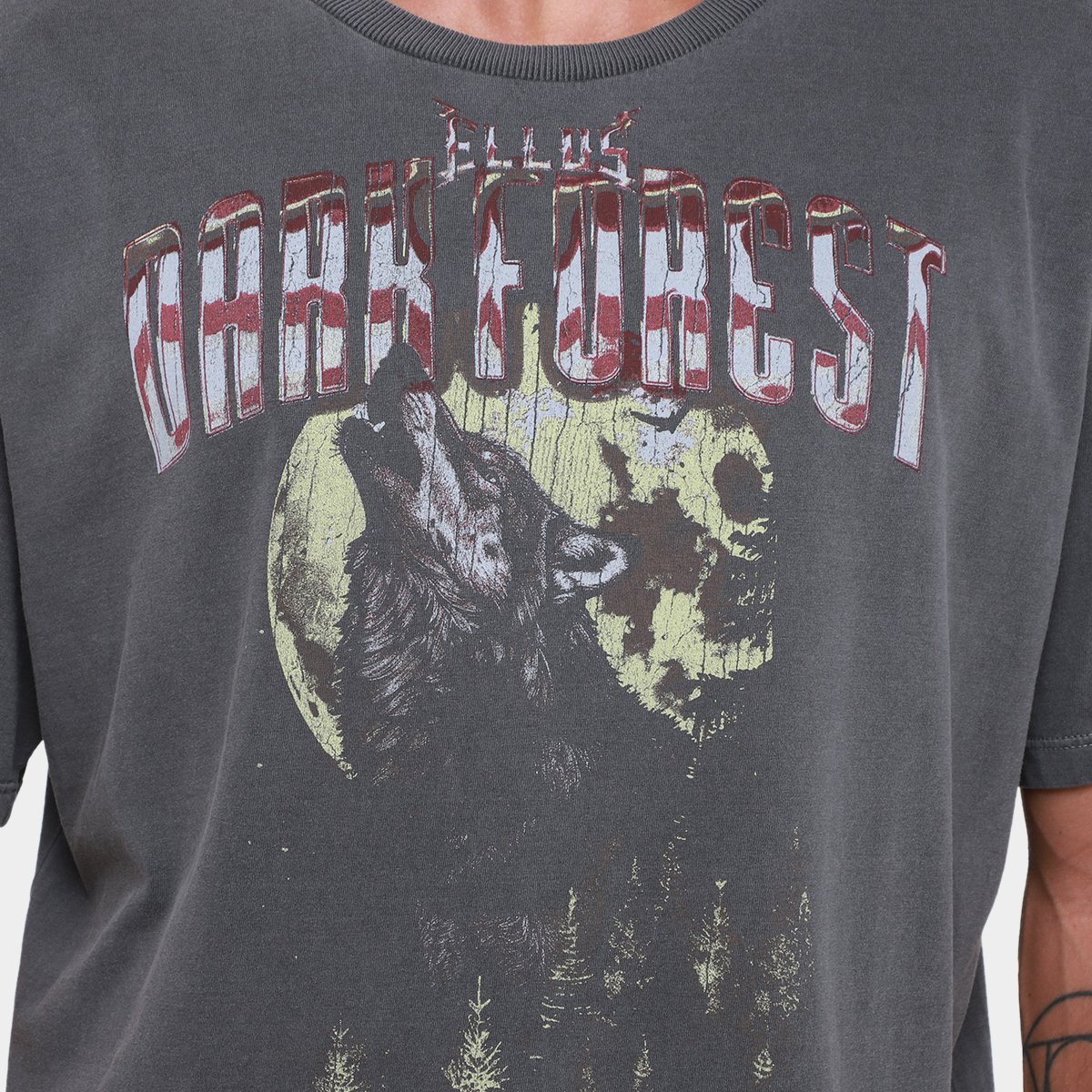 Camiseta Ellus Washed Dark Forest Over Masculina - Tam: P - 2
