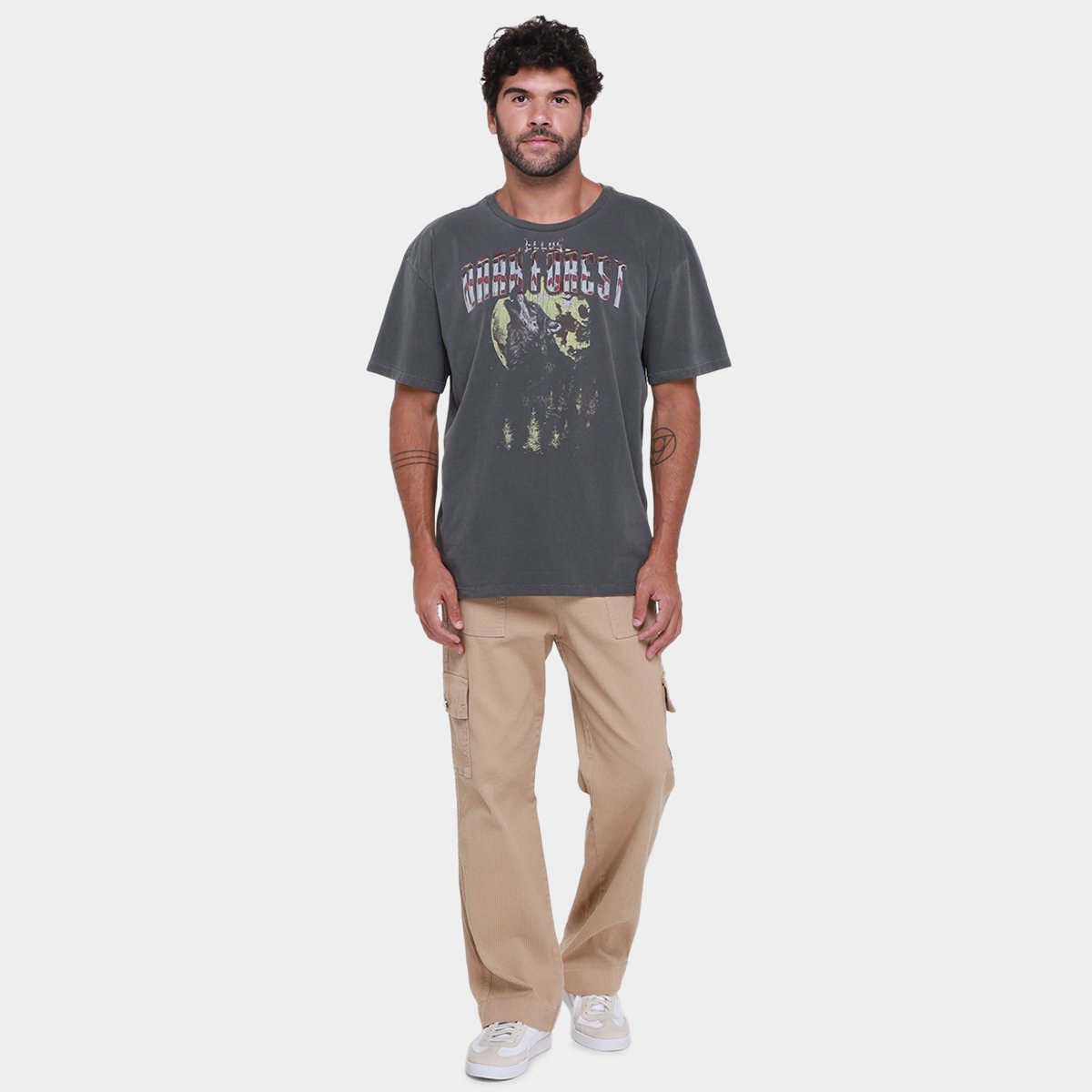 Camiseta Ellus Washed Dark Forest Over Masculina - Tam: P - 3