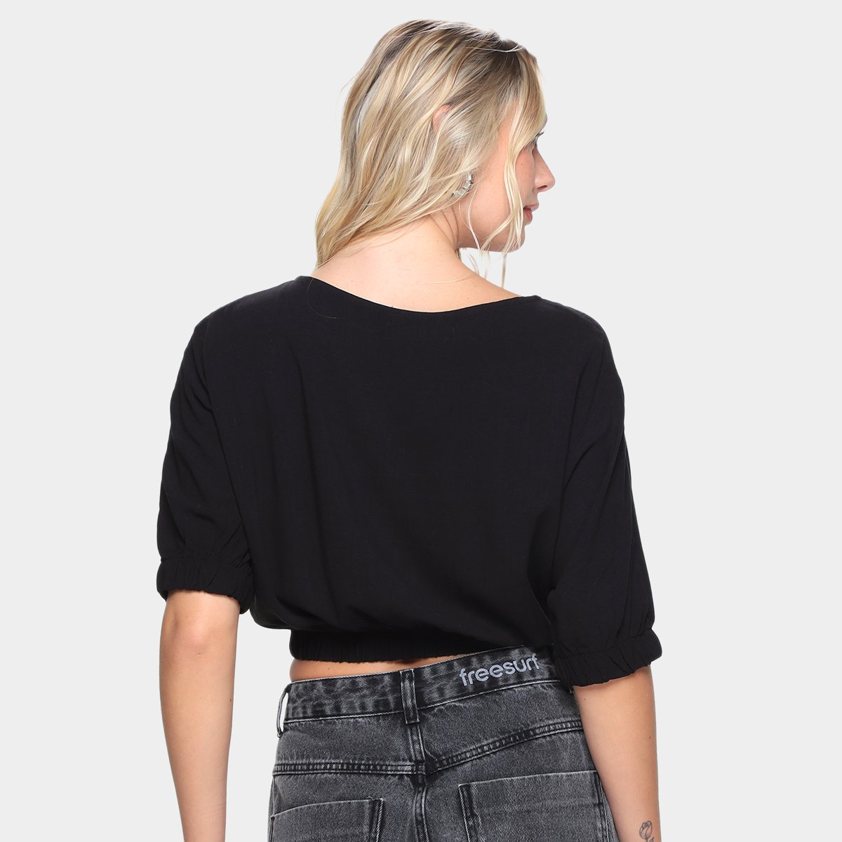 Blusa Cropped Cantão Elástico Feminina - Tam: M - 1