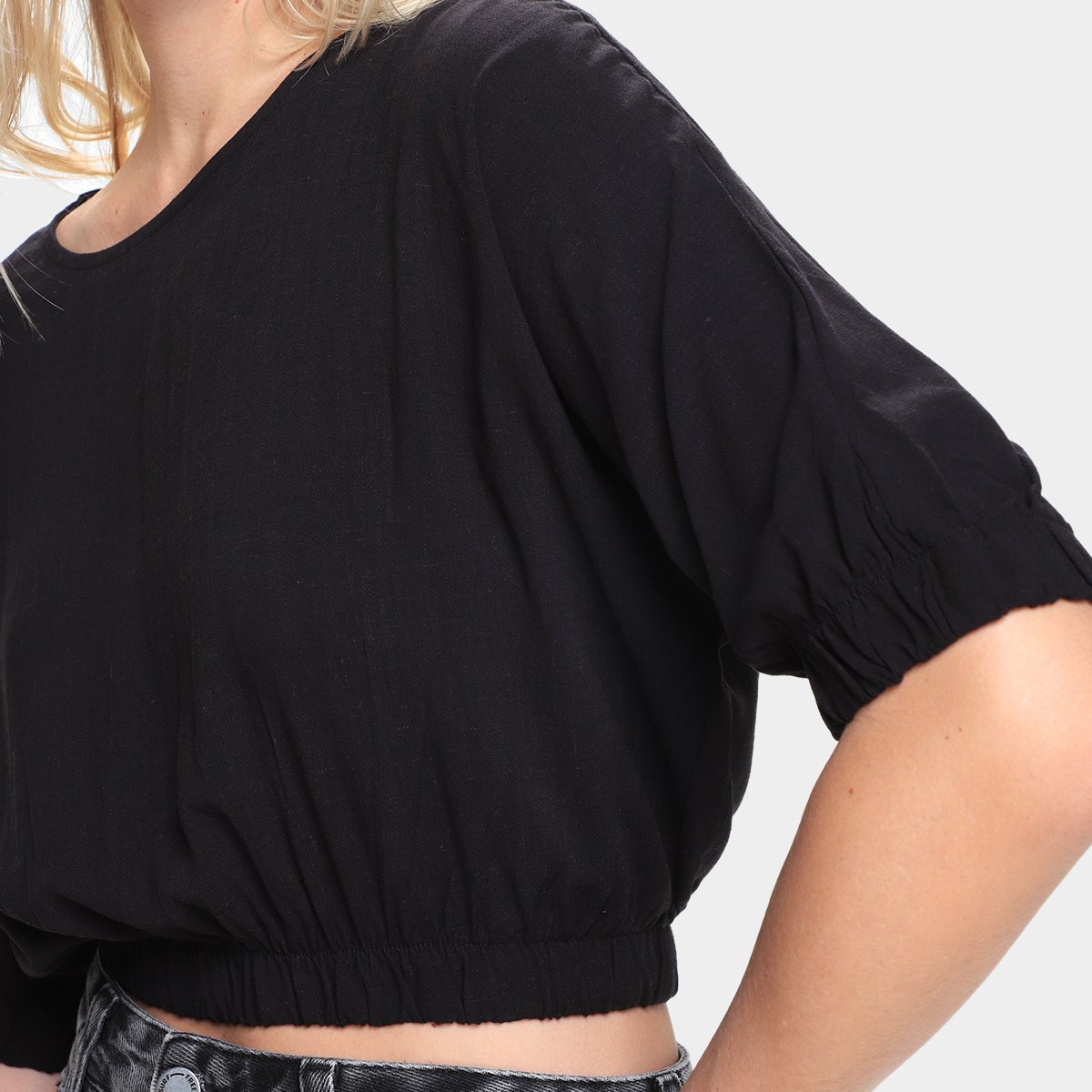 Blusa Cropped Cantão Elástico Feminina - Tam: M - 2
