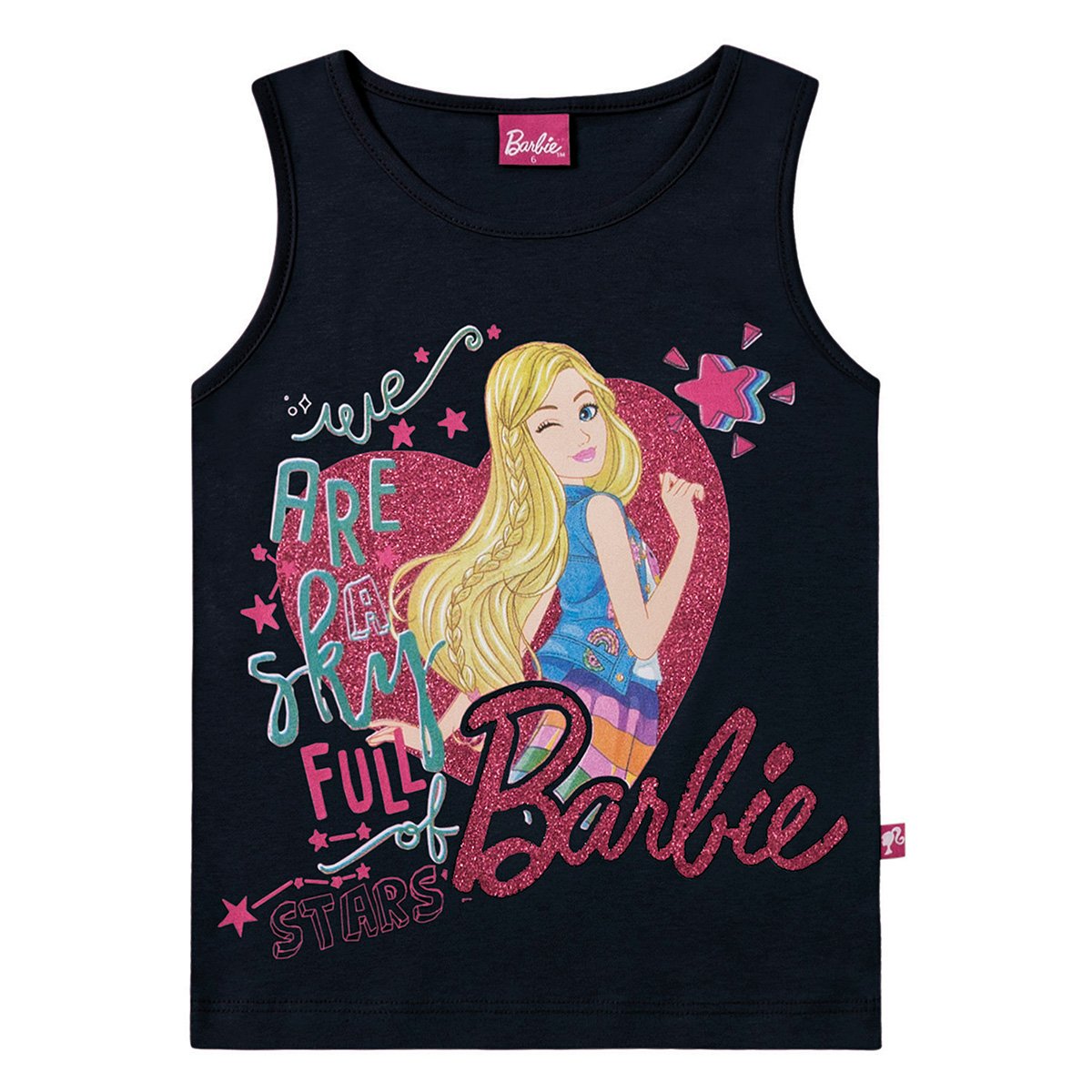 Regata Infantil Fakini Com Glitter Barbie Feminina