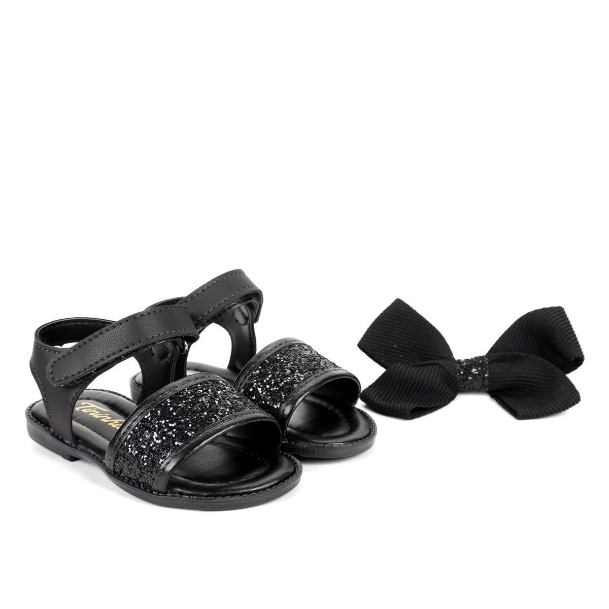 Sandália Infantil Tininha Glitter + Laço de Cabelo Feminina