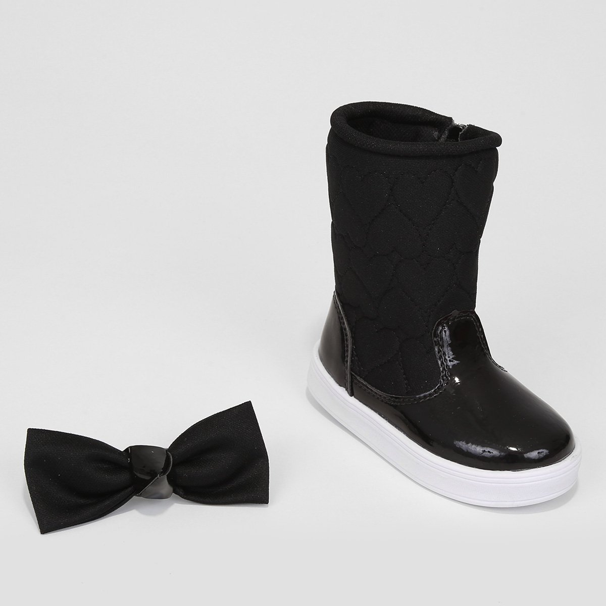 Bota Bebê Tininha Confort Baby Corações com Laço de Cabelo Menina - Tam: 21 - 1