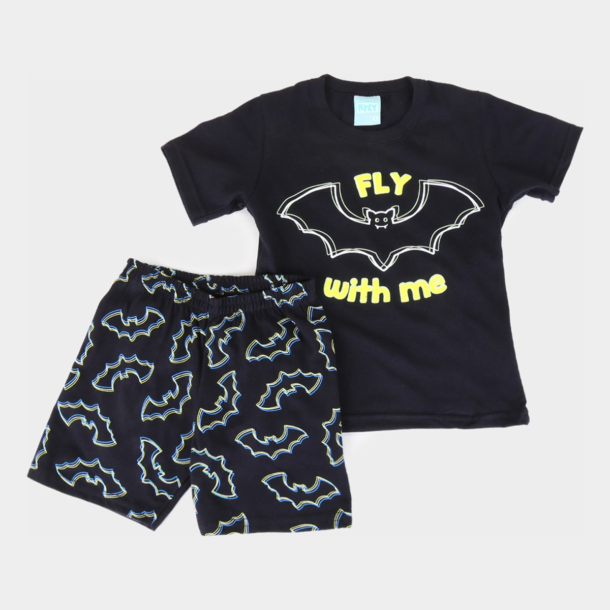 Pijama Bebê Kyly Morceguinhos Brilha no Escuro Masculino