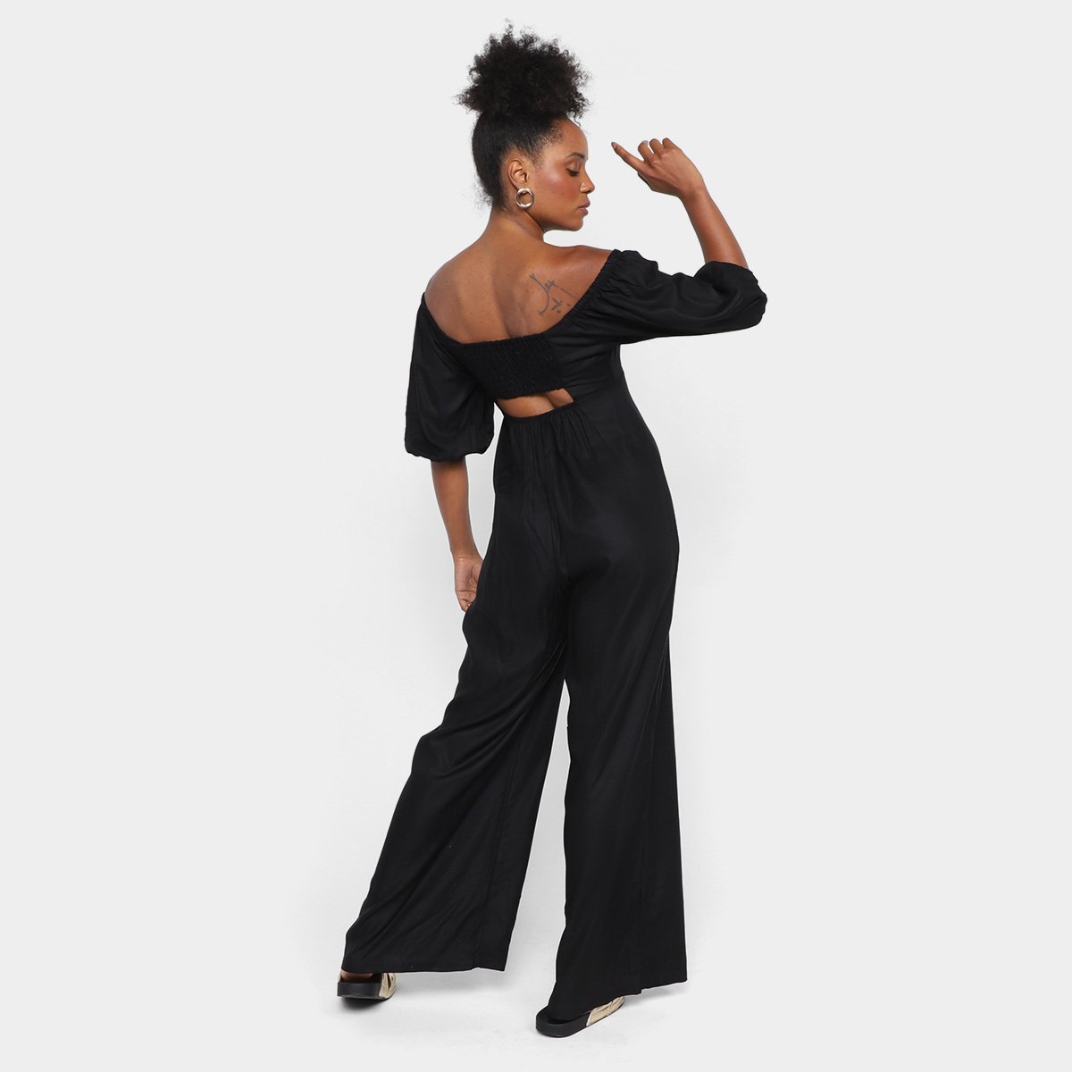 Macacão Mercatto Manga 3/4 Liso Feminino - Tam: P - 1