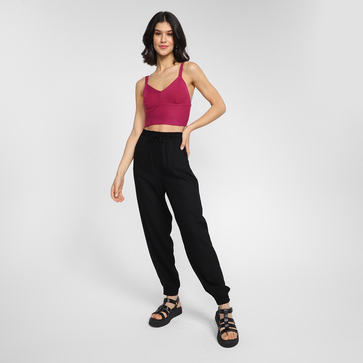 Calça Boxer Mercatto Lisa Cintura Alta Feminina - Tam: M - 1