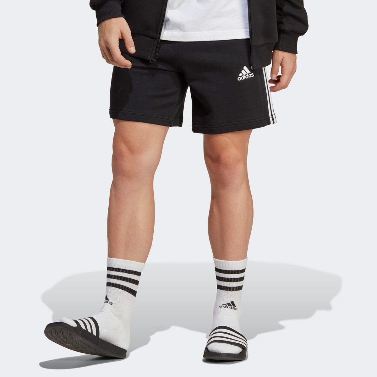 Short Moletinho Adidas Essentials 3 Listras Masculino