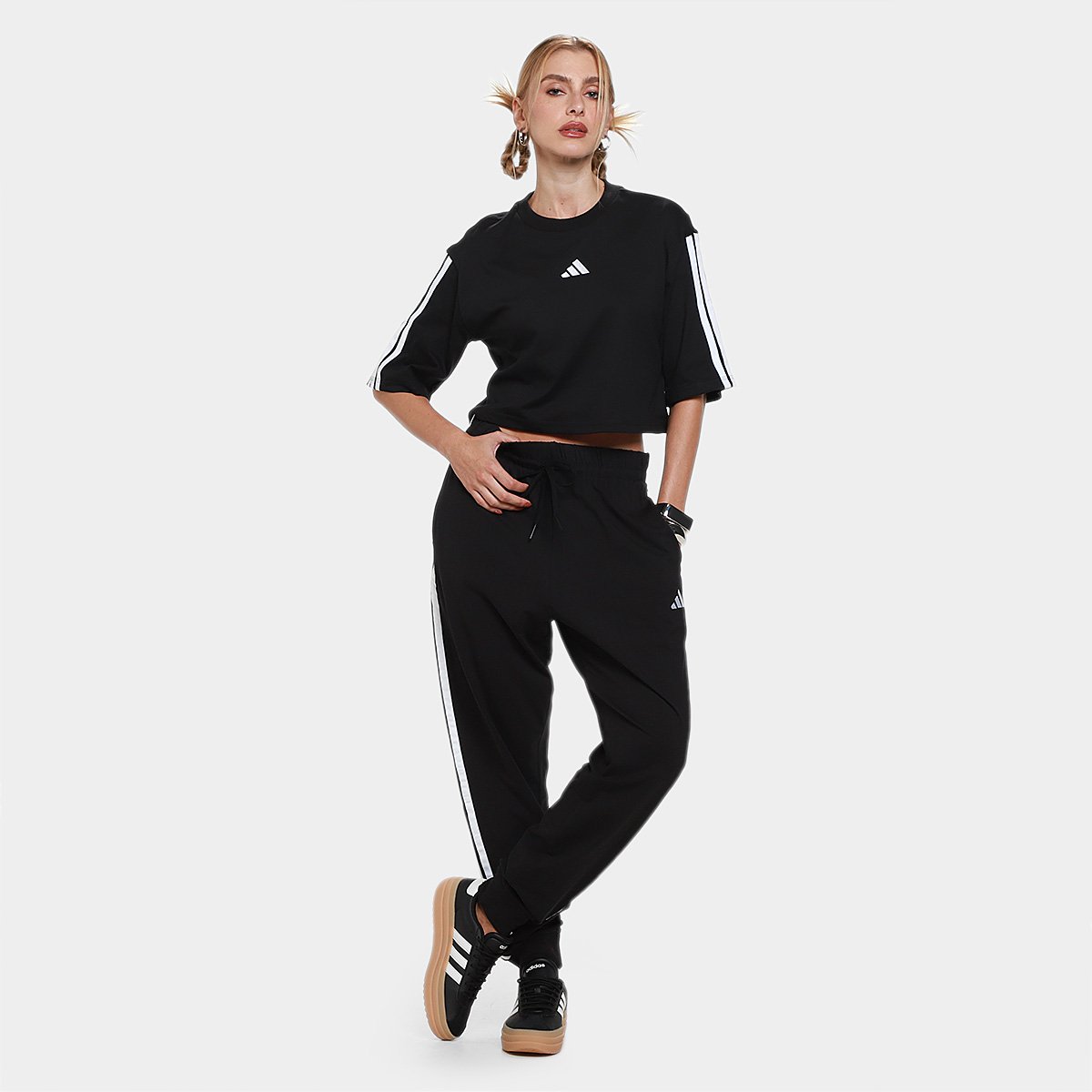 Calça Adidas Single Jersey 3 Listras Feminina - Tam: GG - 3