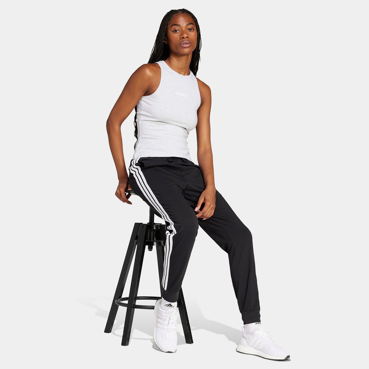 Calça Adidas Single Jersey 3 Listras Feminina - Tam: GG - 4