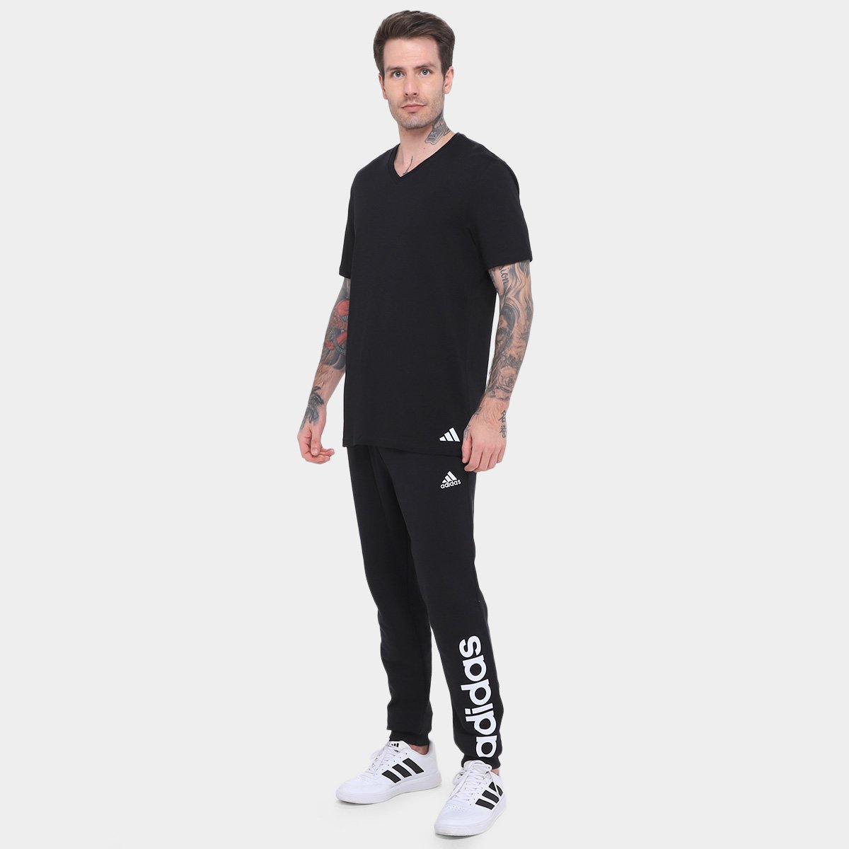 Kit Camiseta Adidas Gola V 3 Peças Masculino - Tam: P - 3