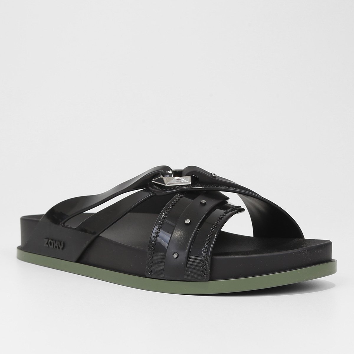 Rasteira Zaxy Tiras Cruzadas Metais - Tam: 33/34 - 2