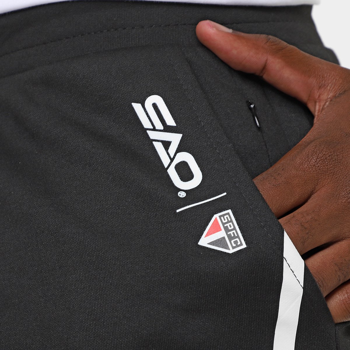 Bermuda Moletom São Paulo JAB Com Faixa Masculina - Tam: P - 3