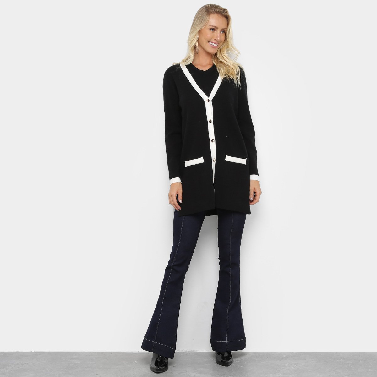Cardigan Facinelli Longo Clássico Feminino - Tam: P - 2