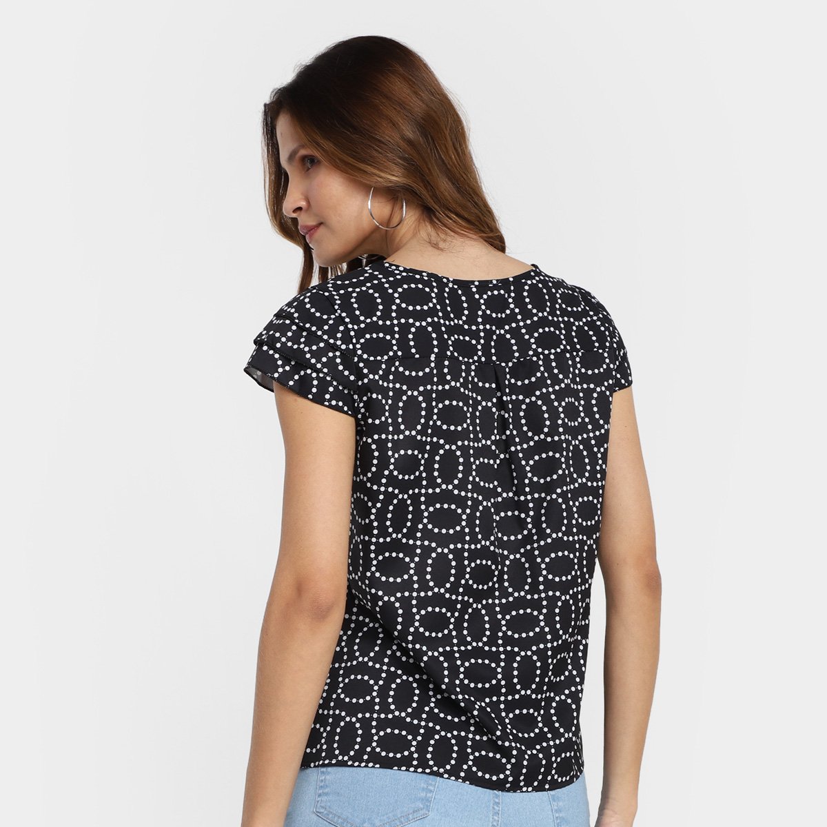 Blusa Ayaka Estampada Decote V Feminina - Tam: P - 1