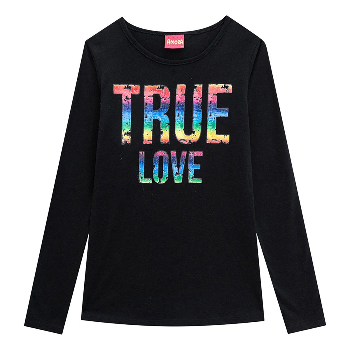 Blusa Juvenil Amora Com Relevo E Foil True Love Manga Longa Feminina