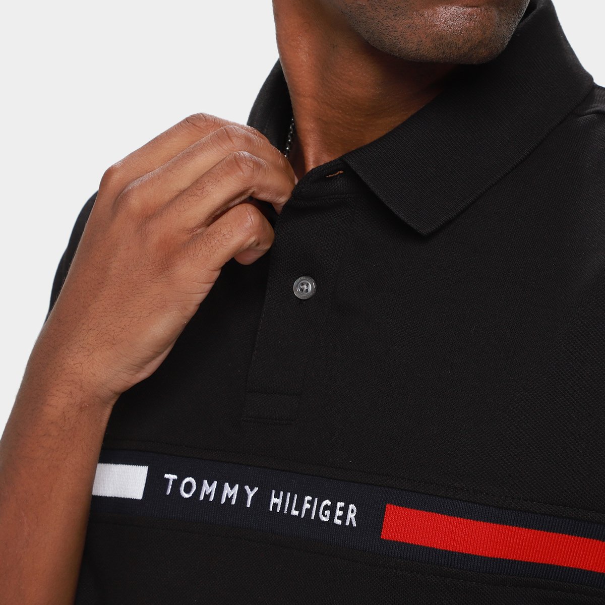 Camisa Polo Tommy Hilfiger Chest Insert Masculina - Tam: G - 2