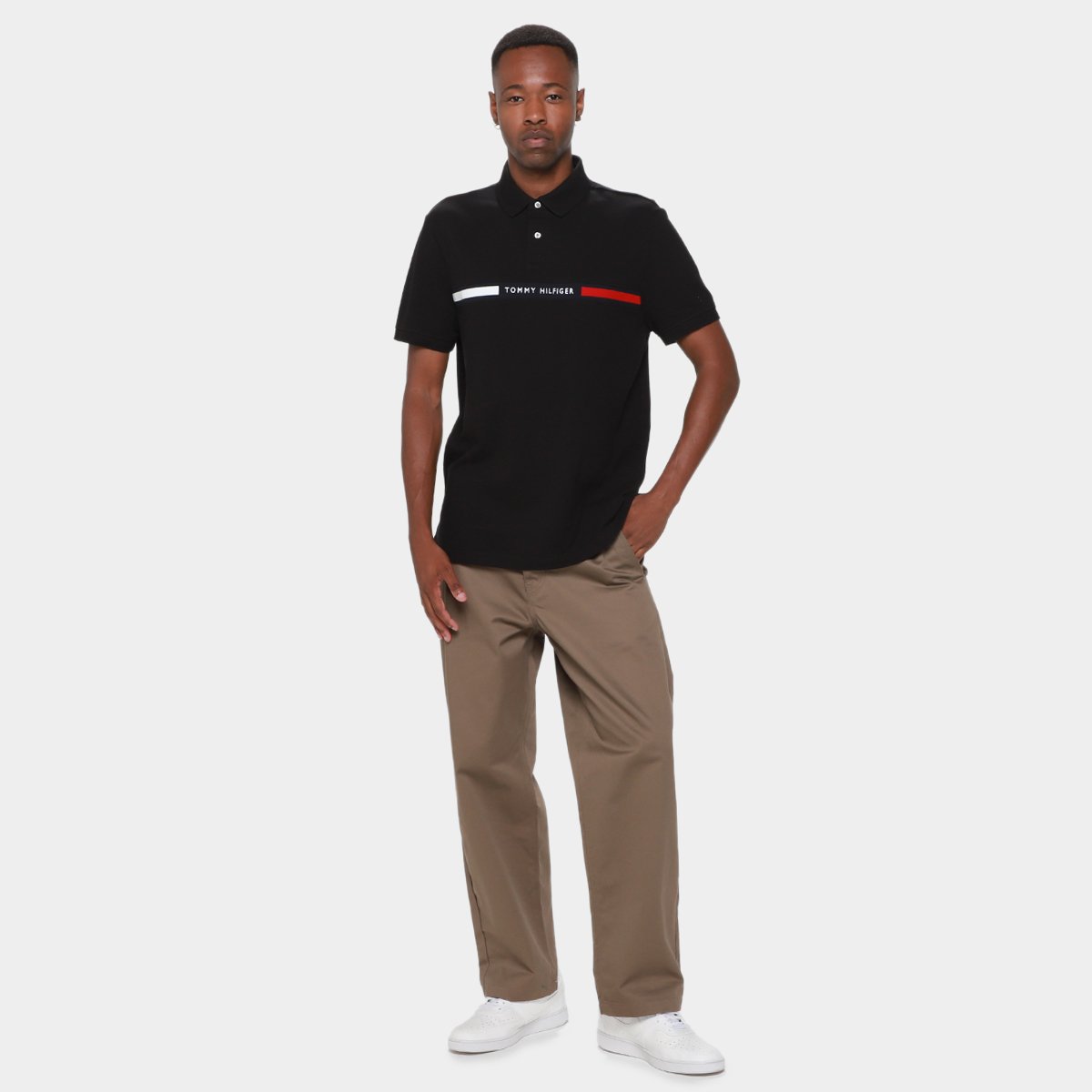 Camisa Polo Tommy Hilfiger Chest Insert Masculina - Tam: G - 3