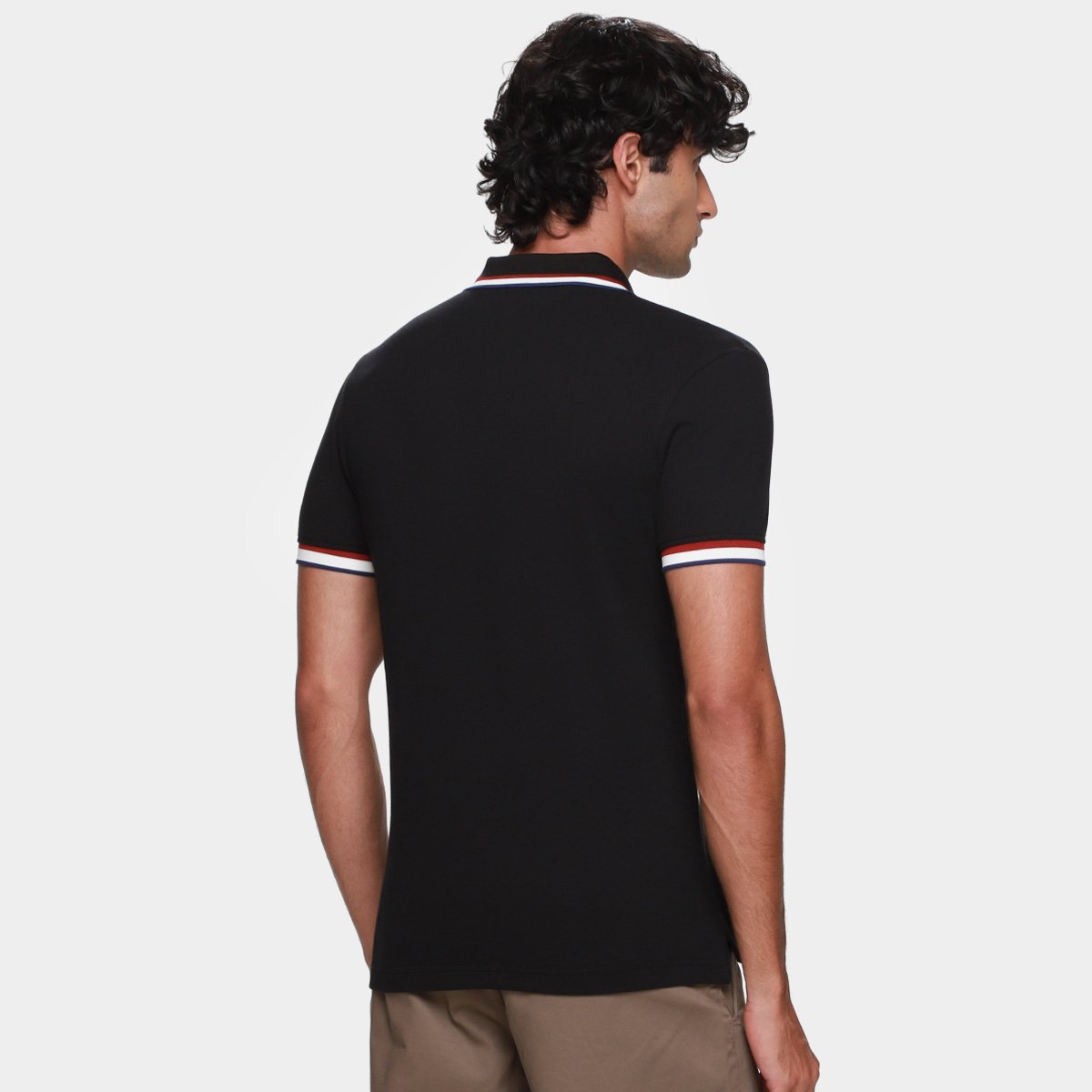Camisa Polo Tommy Hilfiger Slim Fit Cuff Interest Masculina - Tam: P - 1