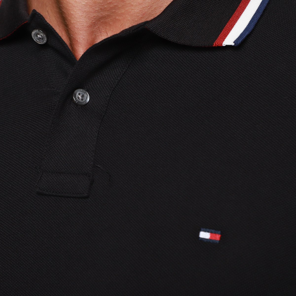 Camisa Polo Tommy Hilfiger Slim Fit Cuff Interest Masculina - Tam: P - 2