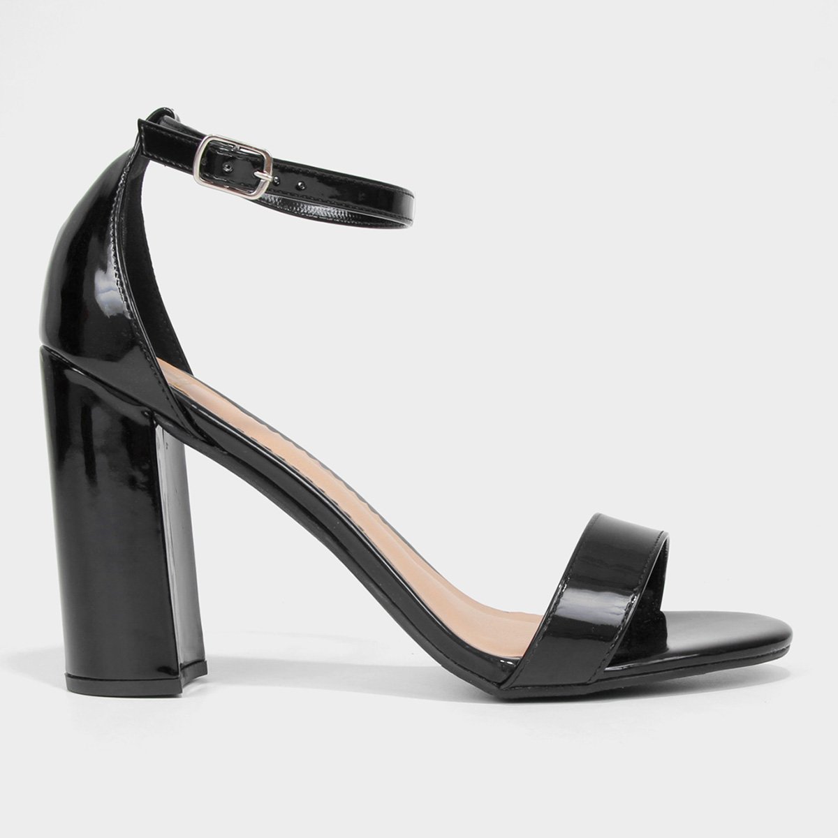 sandália ala salto grosso verniz feminina