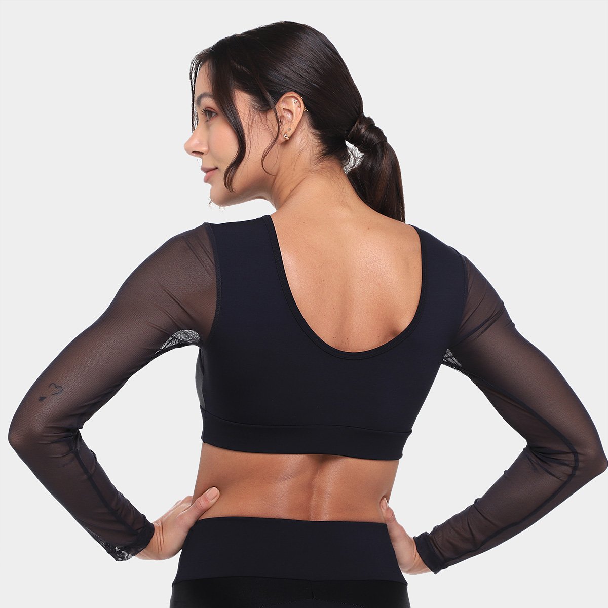 Top Cropped Selene e Recorte Manga Longa Feminino - Tam: P - 1