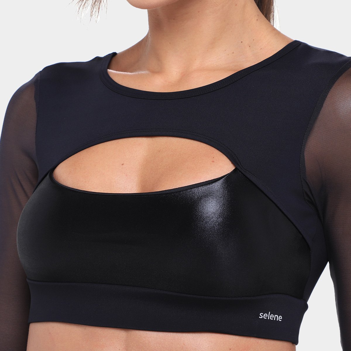 Top Cropped Selene e Recorte Manga Longa Feminino - Tam: P - 2