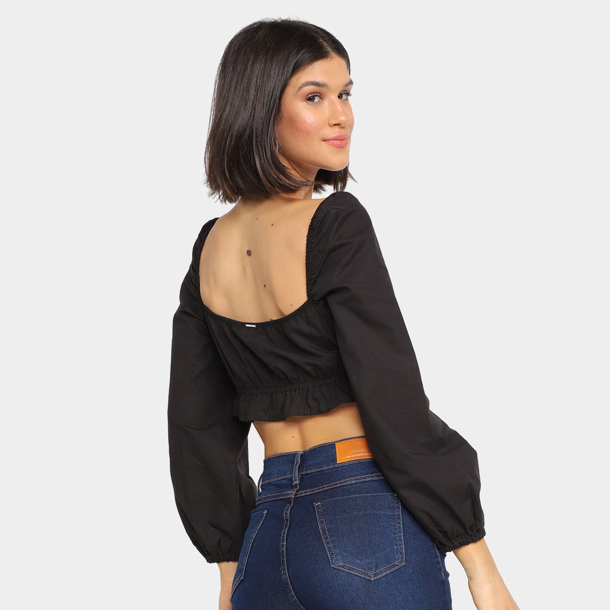 Blusa Cropped My Favorite Thing (s) Manga Bufante Feminina - Tam: P - 1