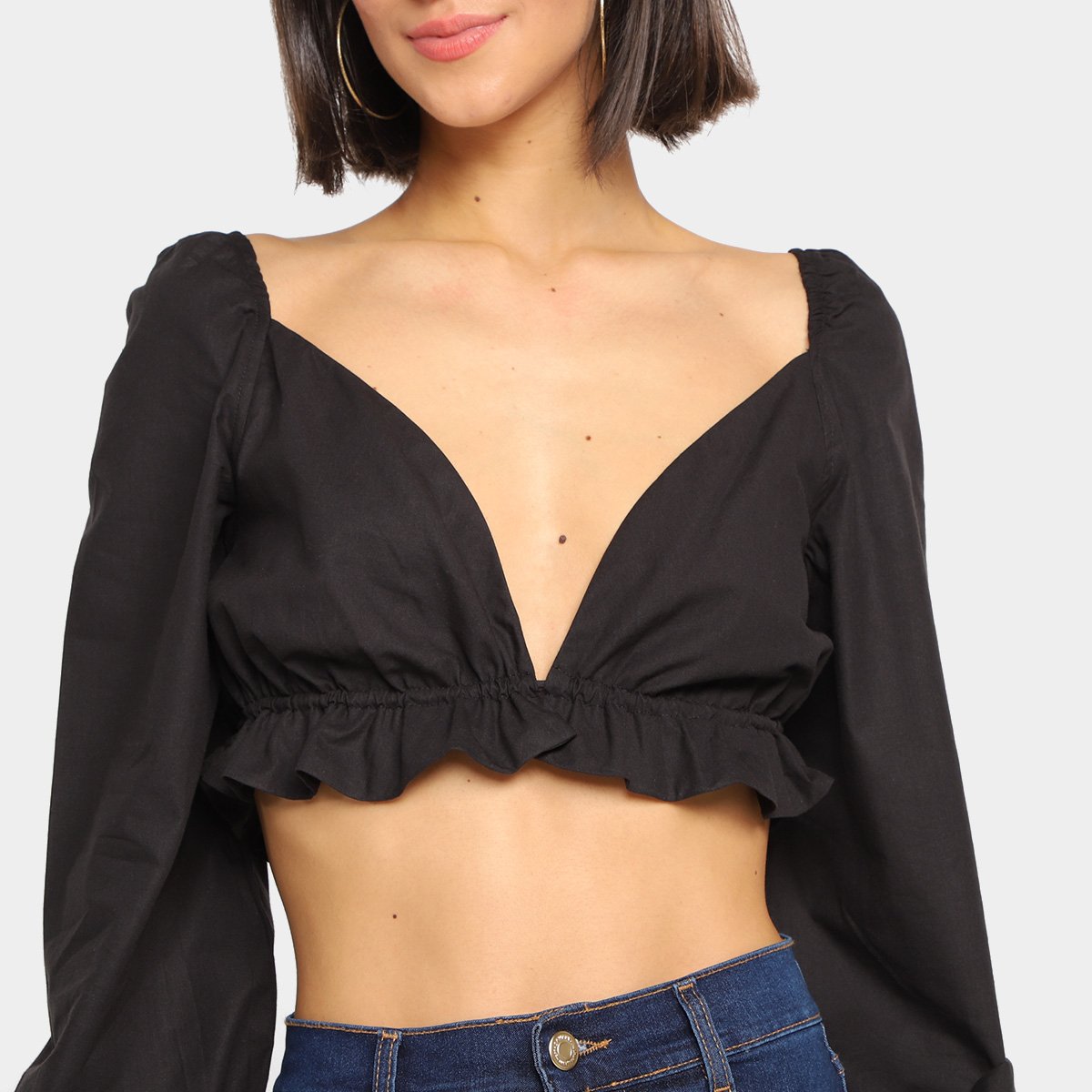 Blusa Cropped My Favorite Thing (s) Manga Bufante Feminina - Tam: P - 2