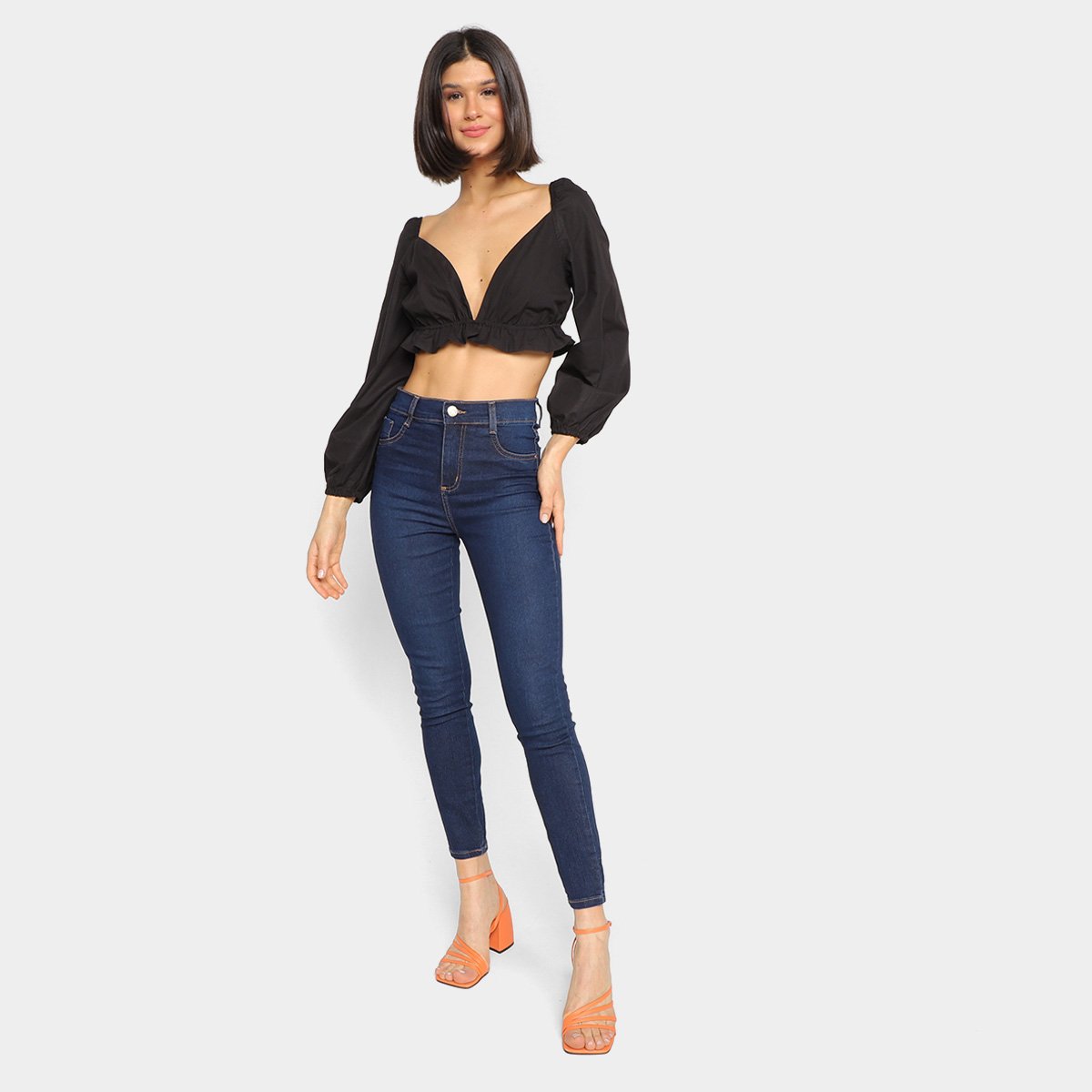 Blusa Cropped My Favorite Thing (s) Manga Bufante Feminina - Tam: P - 3