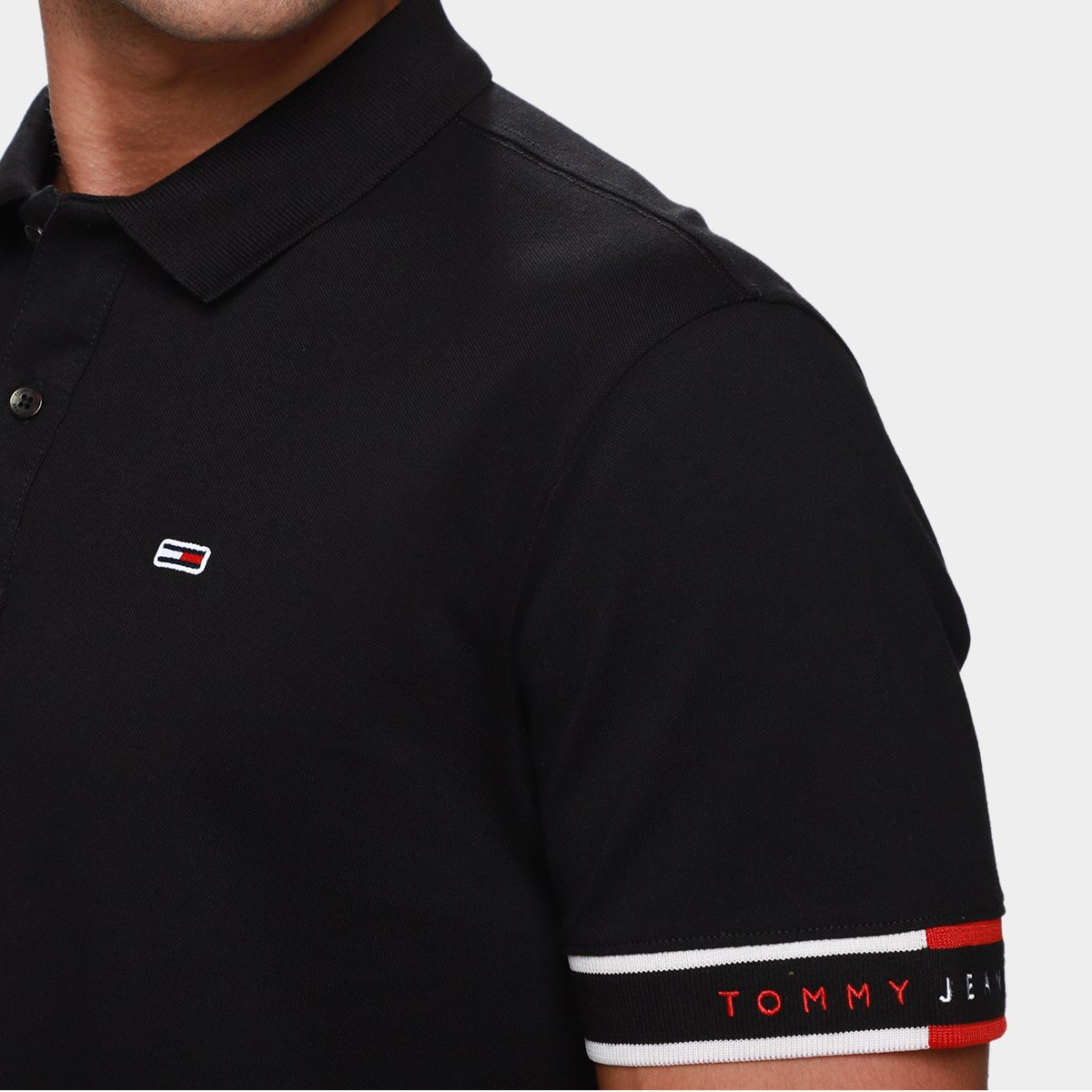Camisa Polo Tommy Jeans Flag Cuff Masculina - Tam: P - 2