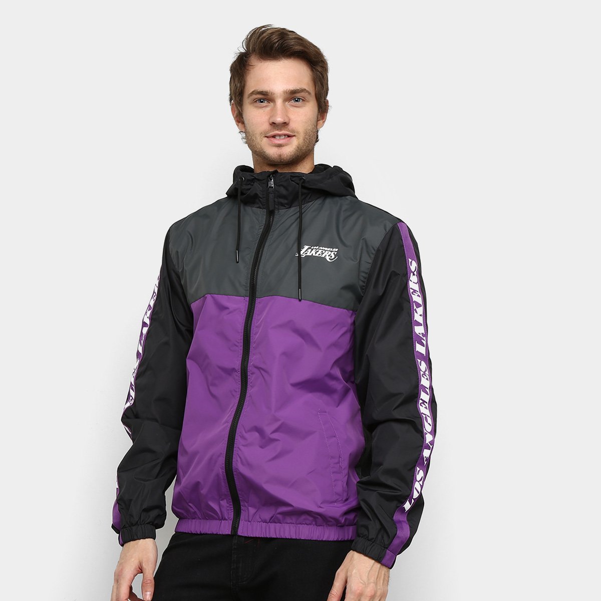 Jaqueta Corta Vento NBA Los Angeles Lakers 90S Cont Block New Era Masculina