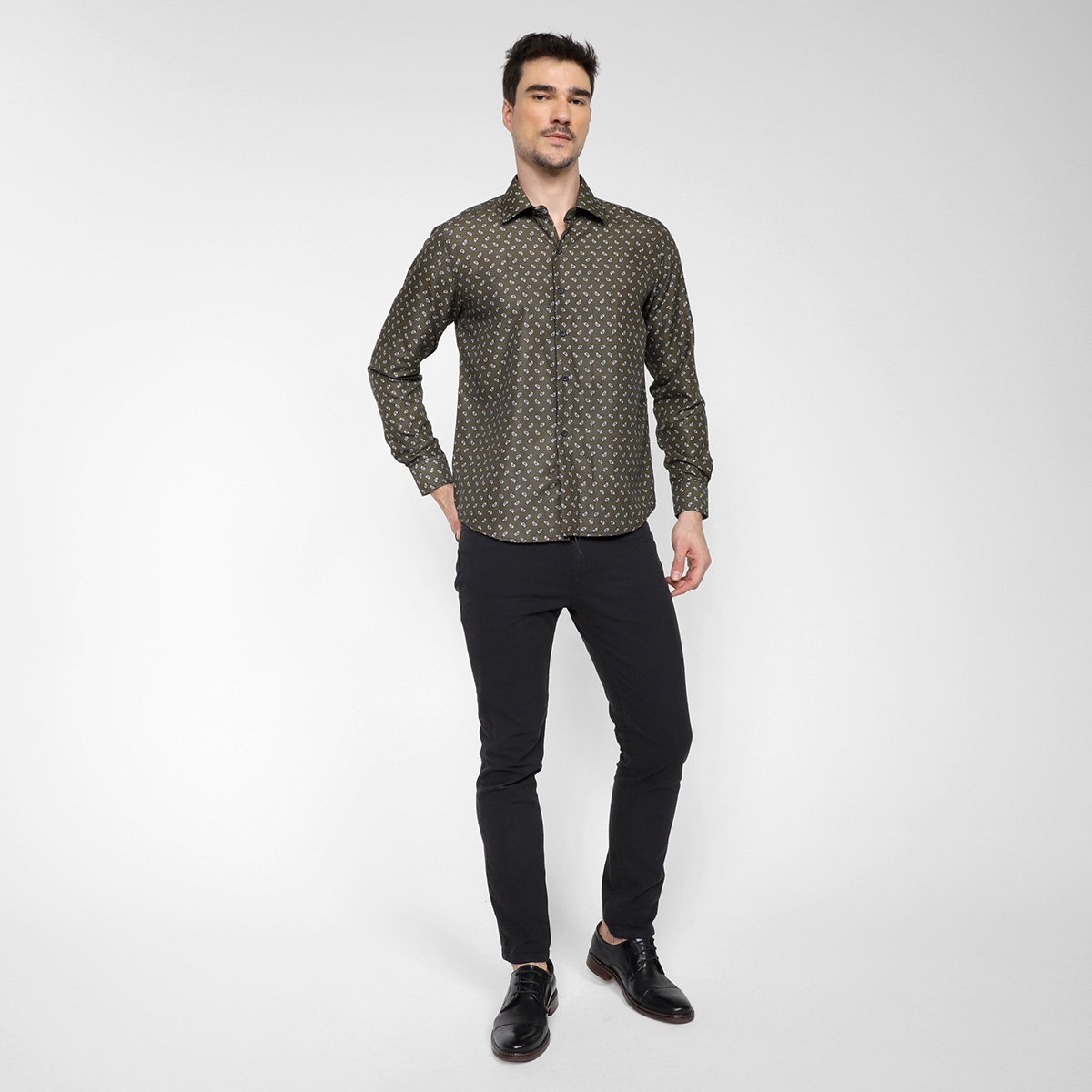 Camisa Social Black River Paisley Masculina - Tam: G - 3