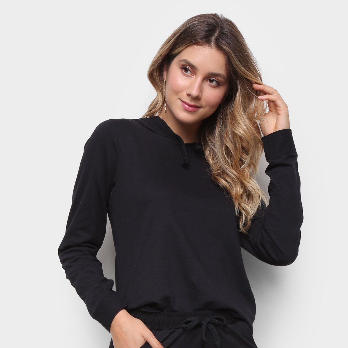 Conjunto Moletom e Short Básico Liso Feminino