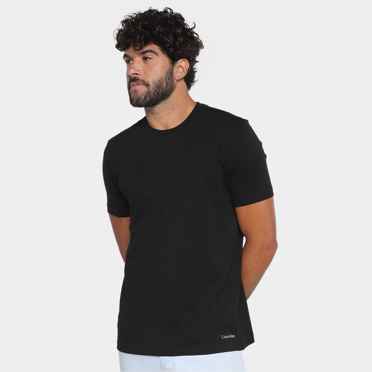 Kit Camiseta Calvin Klein Casual Masculina - 2 Peças - Tam: M - 1