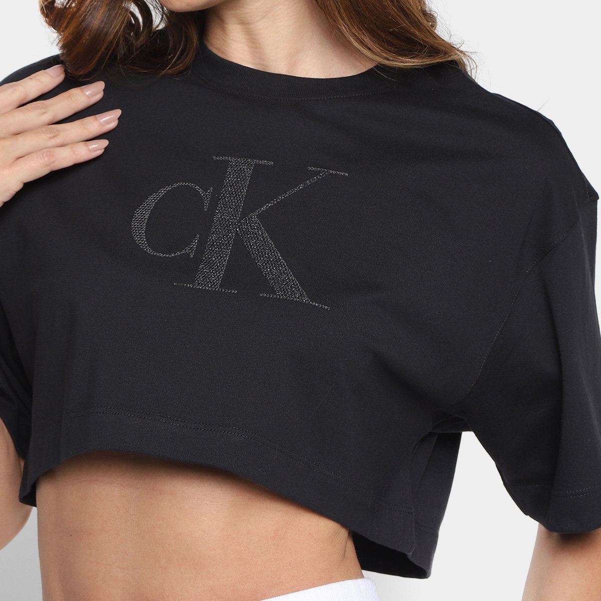 Camiseta Cropped Calvin Klein Relevo Pino Feminina - Tam: M - 2