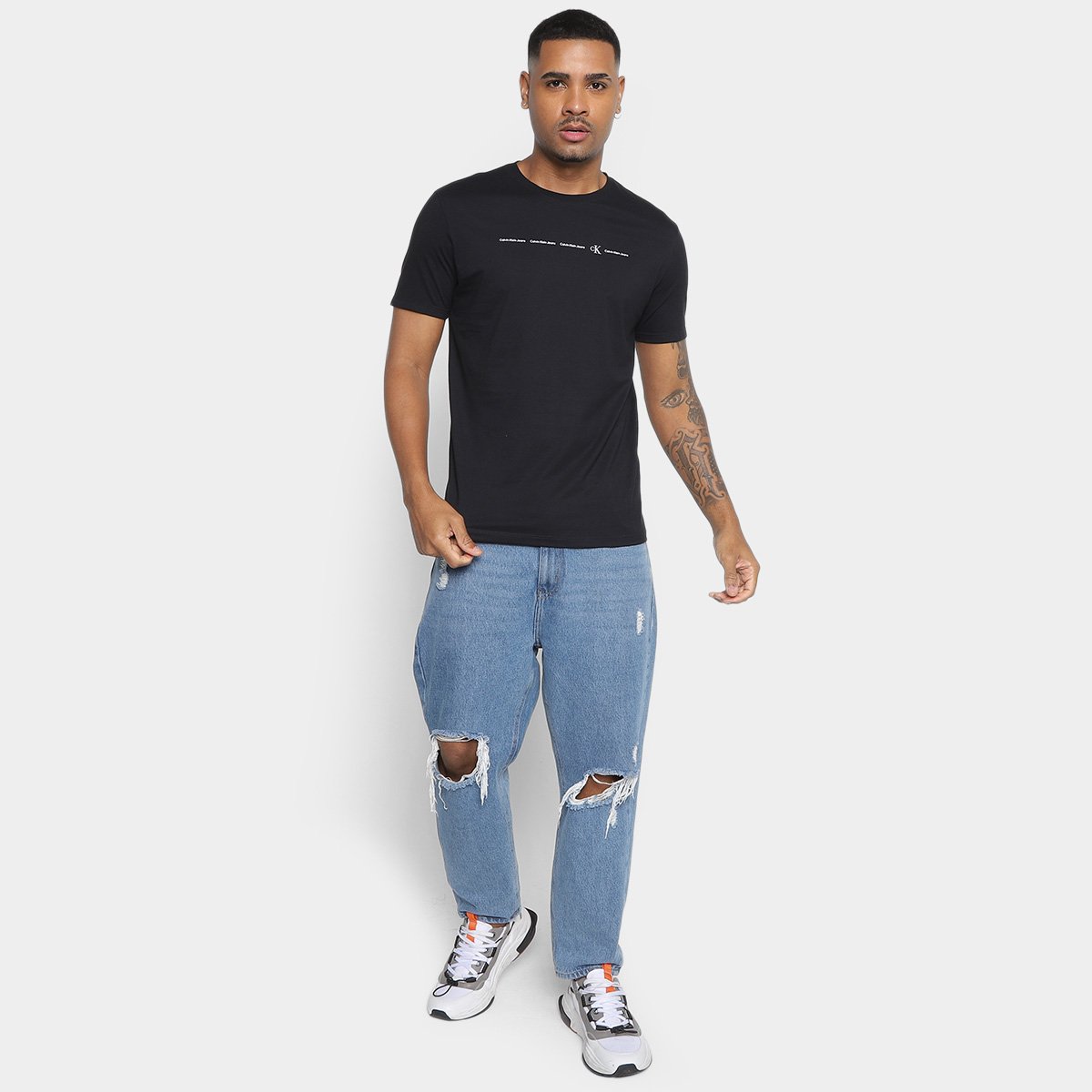 Camiseta Manga Curta Calvin Klein Casual Masculina - Tam: GG - 3