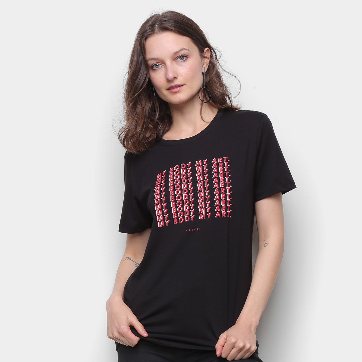 Camiseta Colcci Básica My Body My Art Feminina