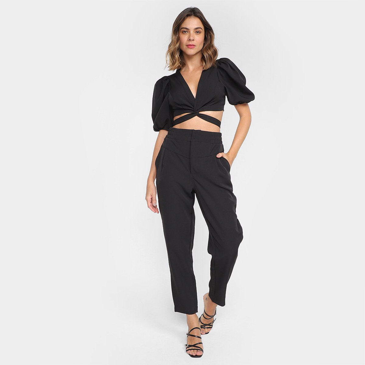 Calça Reta Colcci Cintura Alta Feminina - Tam: 36 - 3