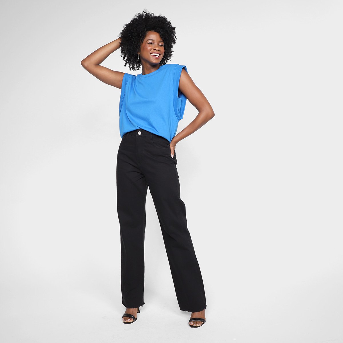 Calça Wide Leg Colcci Juliette Cintura Alta Feminina - Tam: 44 - 1