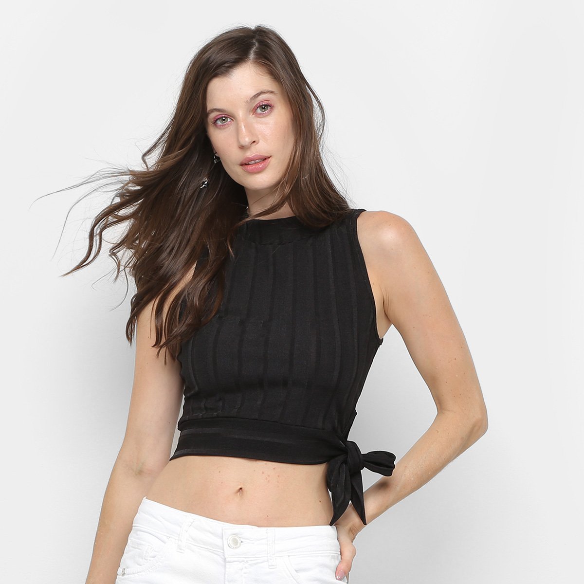 Blusa Cropped Vide Bula Laço Lateral Feminina