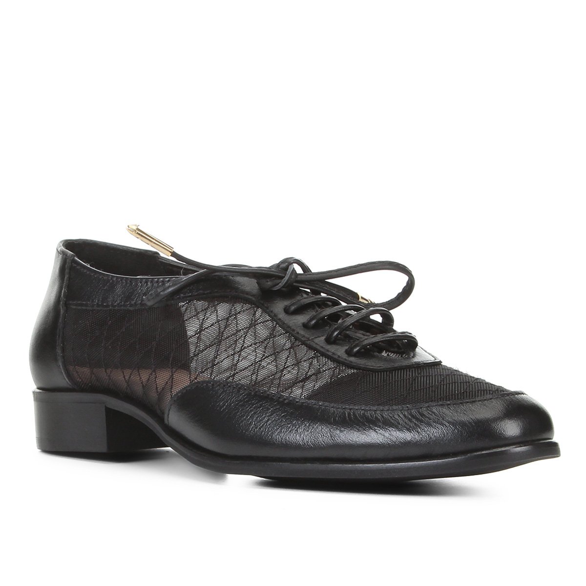 Oxford Couro Shoestock Tela Bordada Feminino