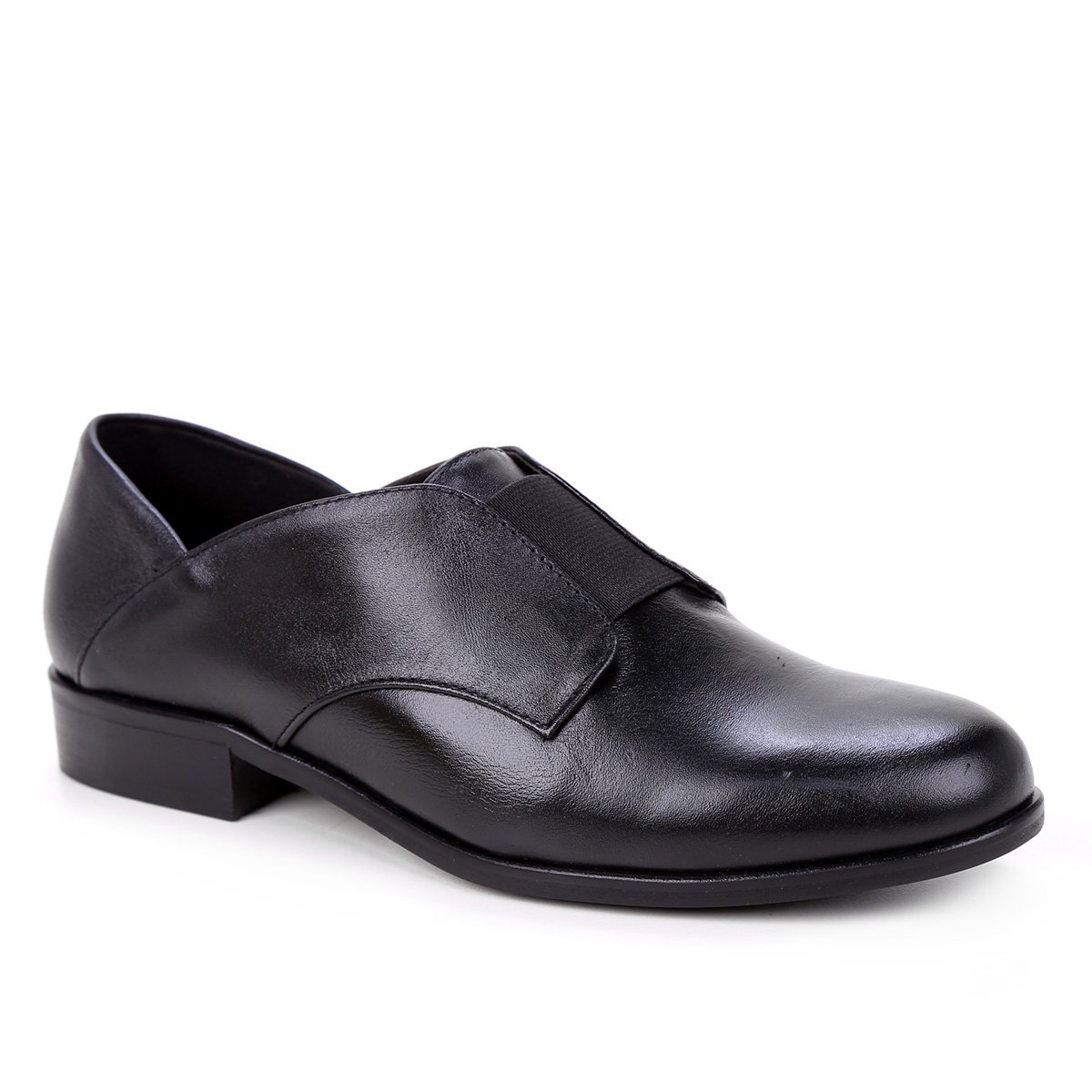 Oxford Couro Shoestock Elástico Salto Fachete Feminino