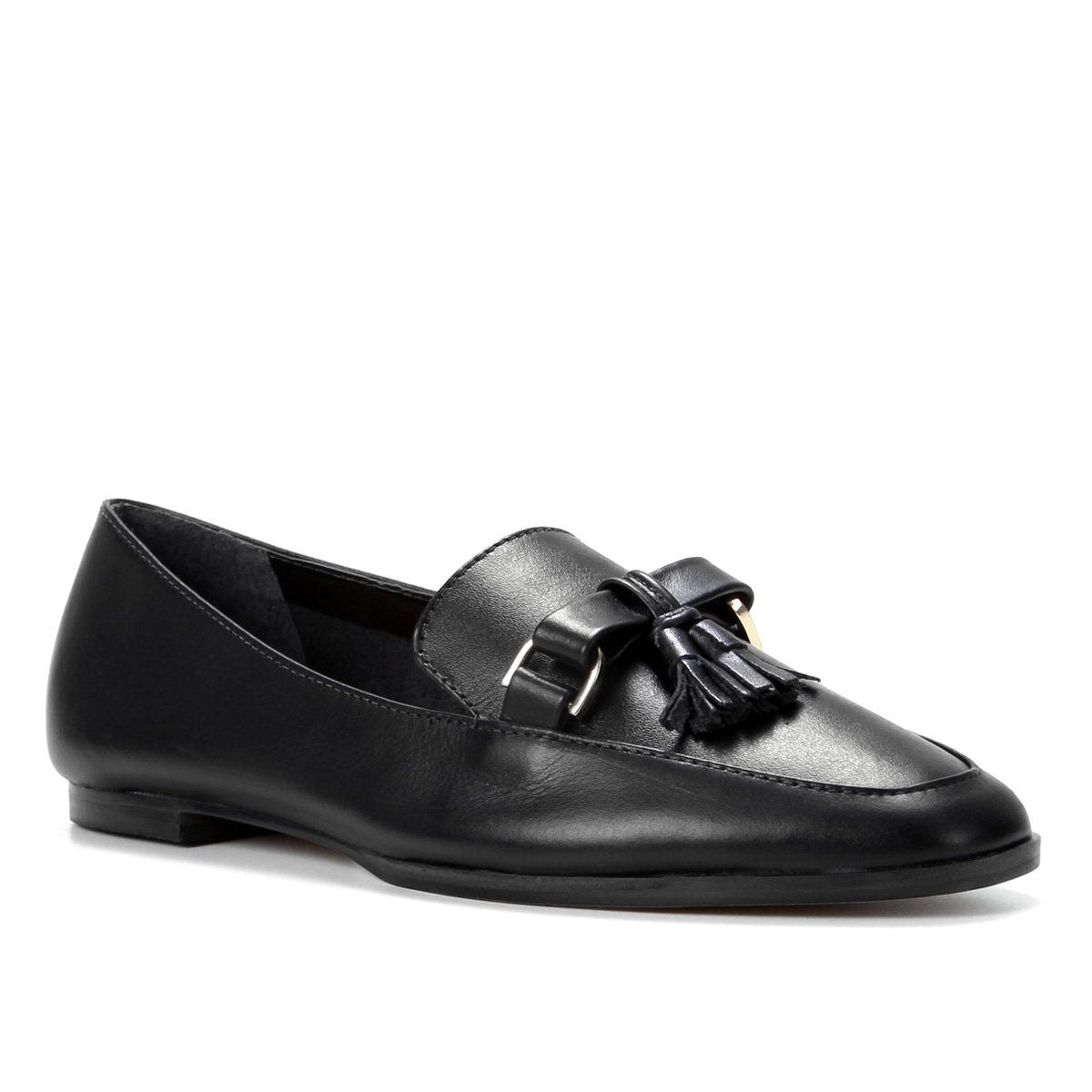 Mocassim Couro Shoestock Bico Quadrado Tassel Feminino