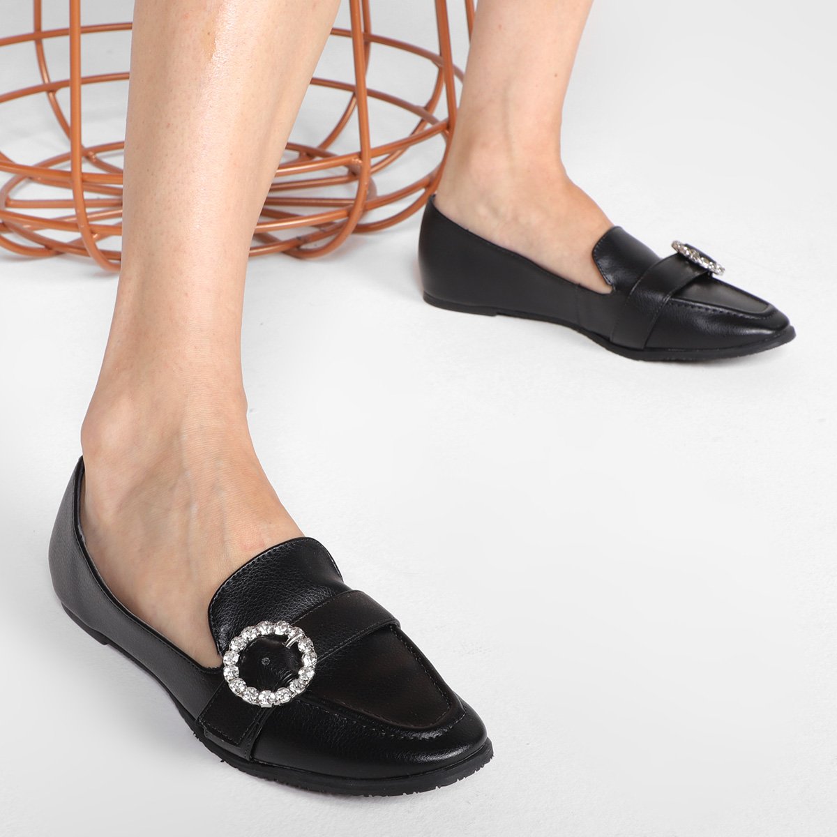 Mocassim Shoestock Fivela Strass Feminino - Tam: 34 - 1