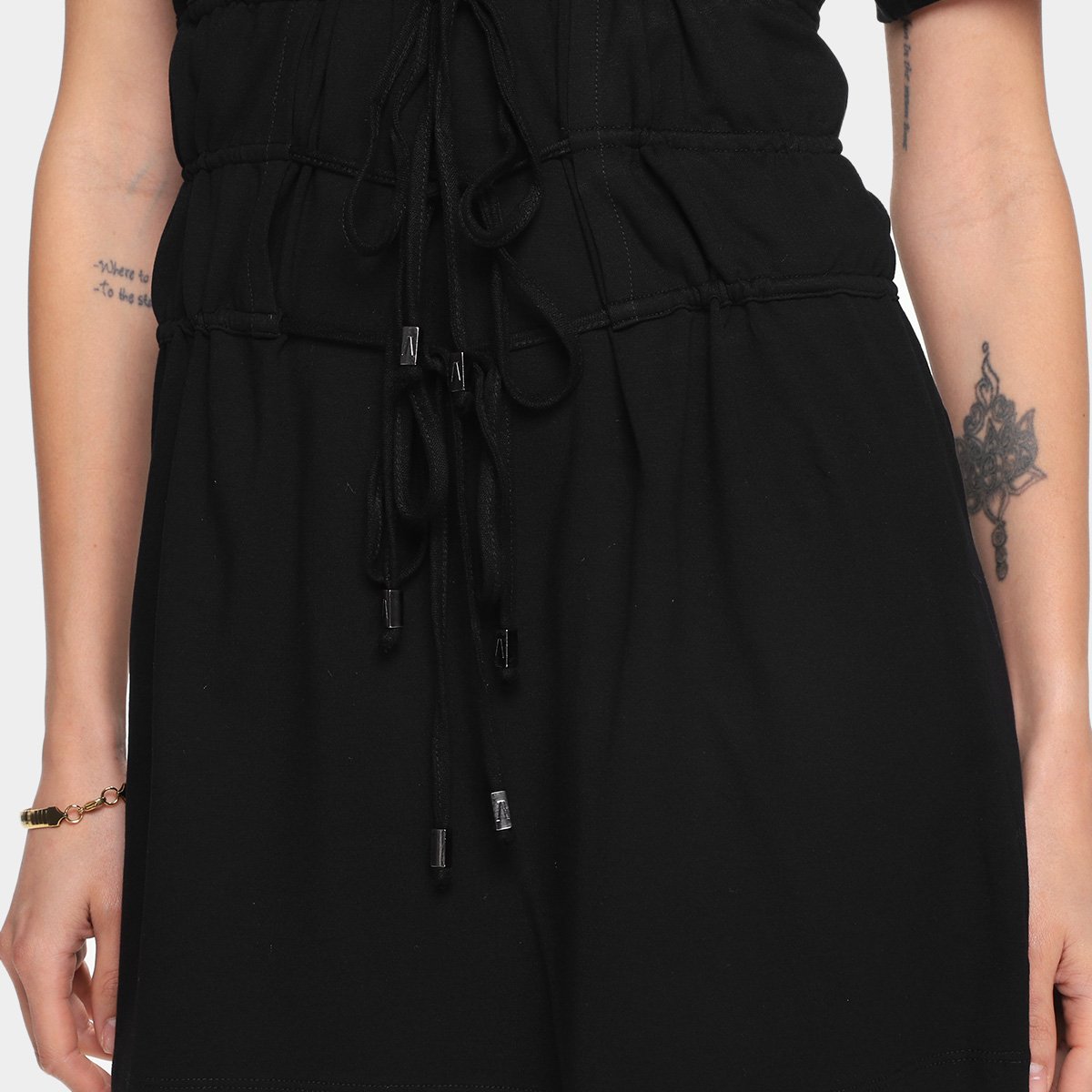 Vestido Animale Jeans com Amarração Feminino - Tam: P - 2