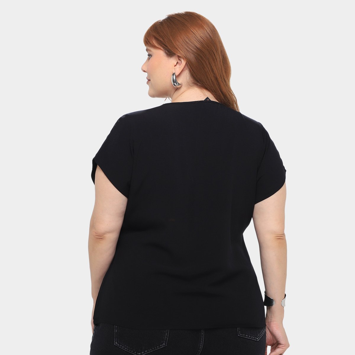 Blusa Maelle Plus Size Gola V Feminina - Tam: P - 1