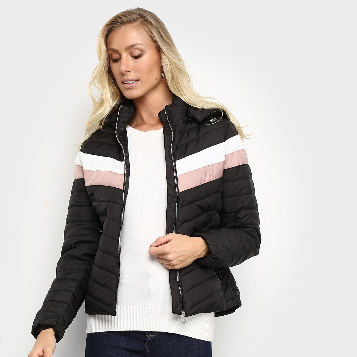 jaqueta feminina nylon com capuz
